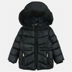 Firetrap Kids Fur Trimmed Hood Long Sleeve Short Puffer Jacket Black
