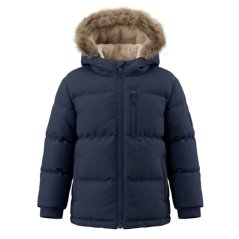 SoulCal Kids 2 Zip Bubble Hooded Long Sleeve Short Puffer Jacket Navy