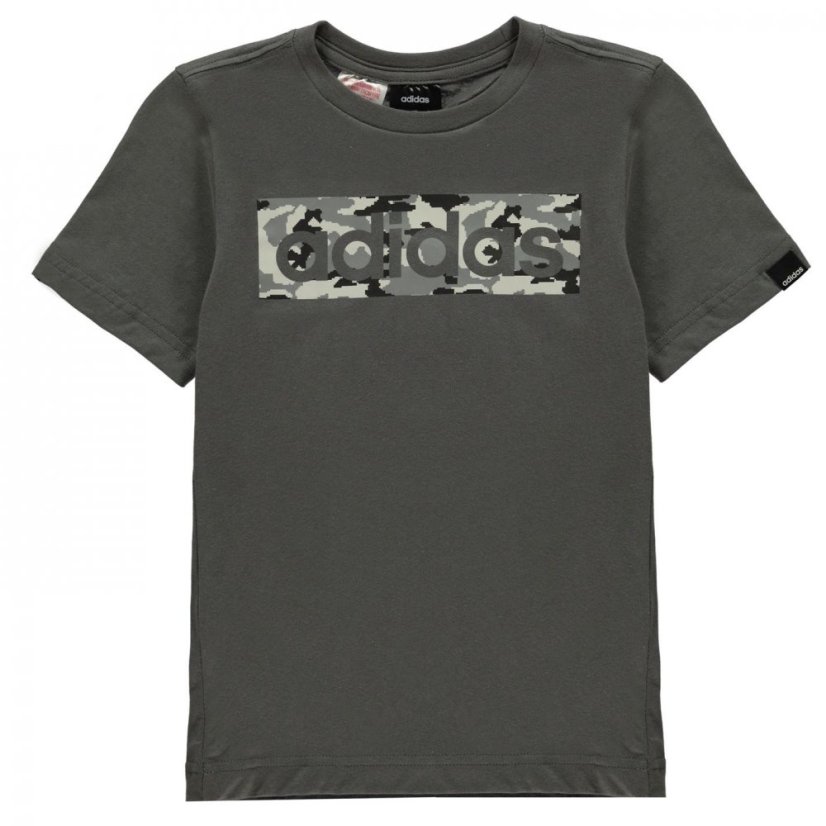 adidas Logo T Shirt Junior Grey5/Blk/Wht