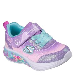 Skechers Kids' Leather Light Up Trainers Purple/Multi