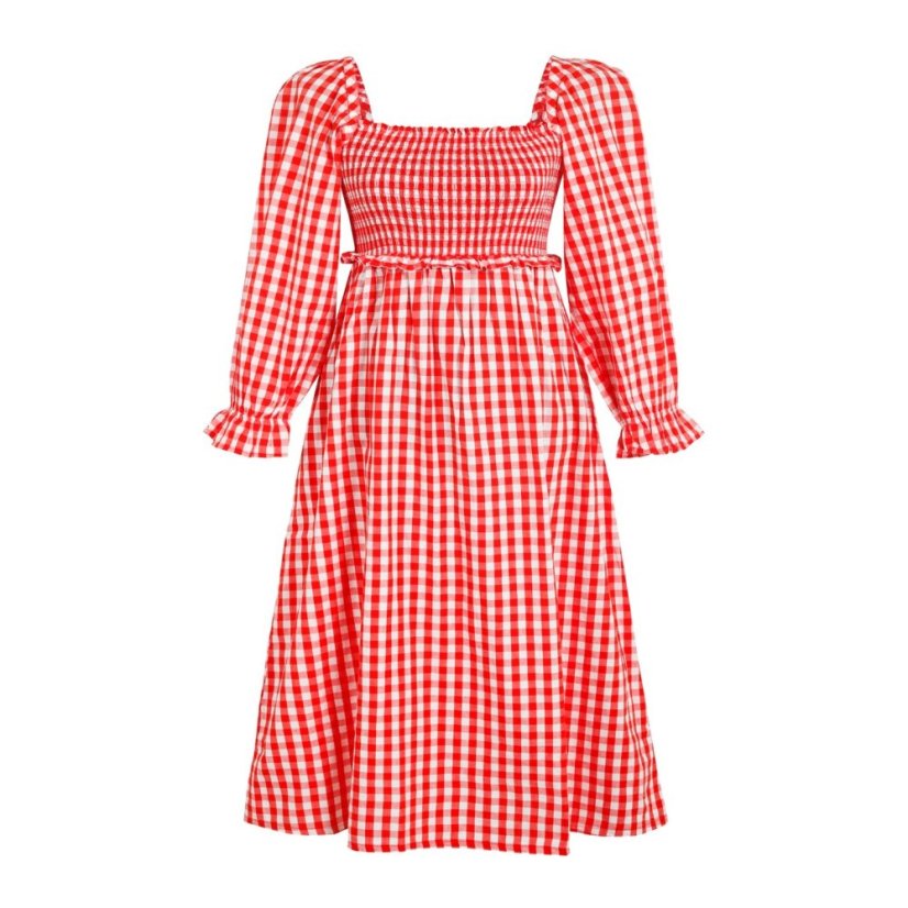 Miso Women's Check Milkmaid Dress Red/White