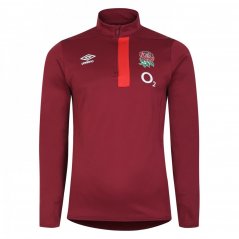 Umbro England Rugby Half Zip Fleece Top 2023 2024 Adults Red/Scarlet
