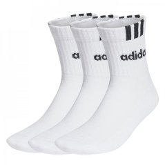 adidas Linear 3 Stripe Cushioned Half Crew Sock White/Black