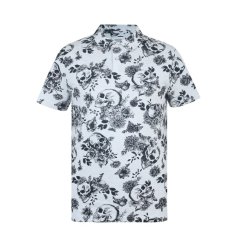 Firetrap All-Over Print Polo Top Mens Ecru