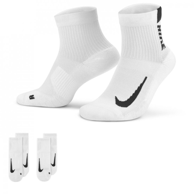 Nike Ankle 2 Pack Running Socks White/Black