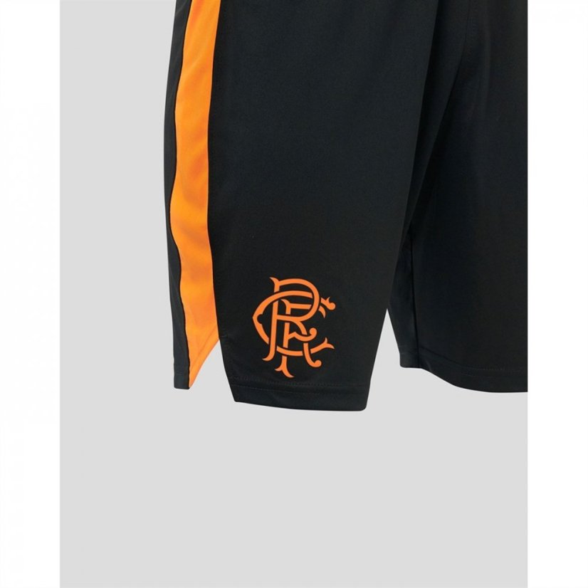 Castore Rangers Football Shorts Adults Black/Orange