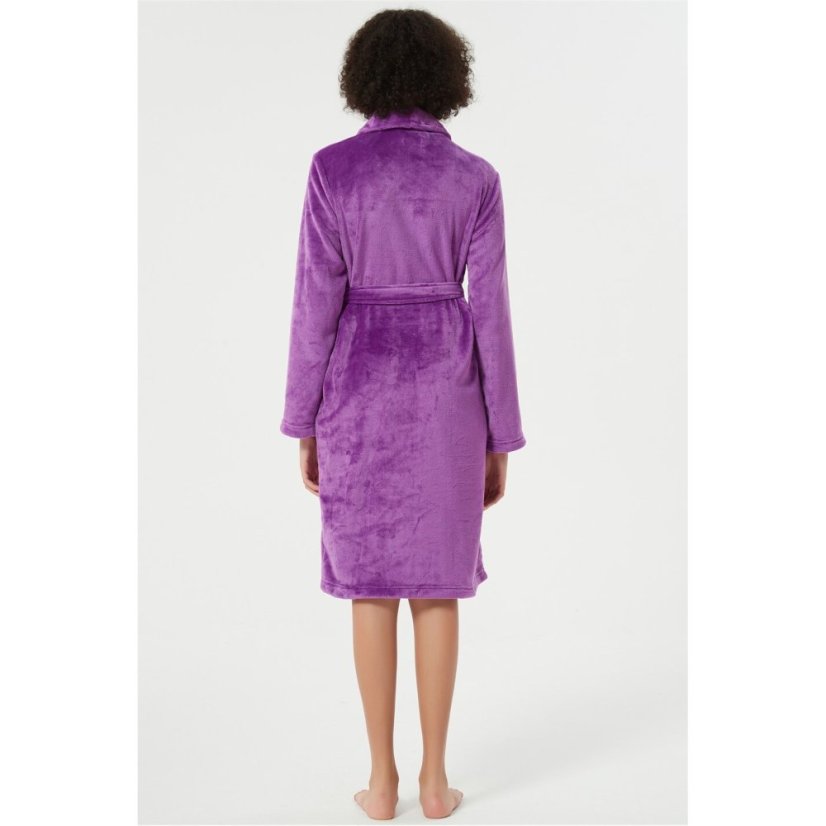 Linea Plain Fleece Dressing Gown Purple