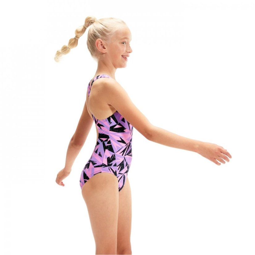 Speedo Hyper boom Medalist Swimsuit Junior Navy/Lilac