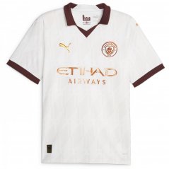 Puma Manchester City Away Shirt 2023 2024 Adults White/Bronze