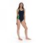 Speedo Boom Splice Muscleback Swimsuit Womens Navy/Green