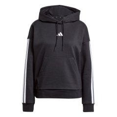 adidas Essentials 3-Stripes Fleece Hoodie Black/White