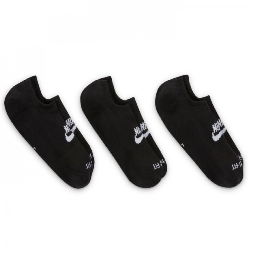 Nike Plus Cushioned Nike Footie 3pk Socks Black/White