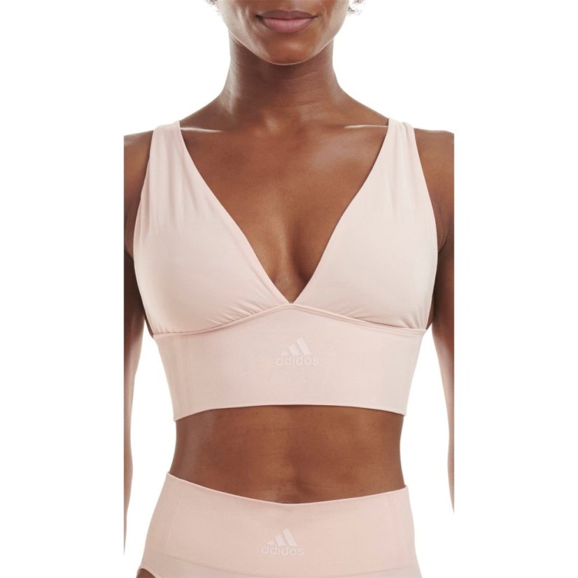 adidas Sport Active Seamless Micro Stretch Long Line Plunge Bra Peach Whip