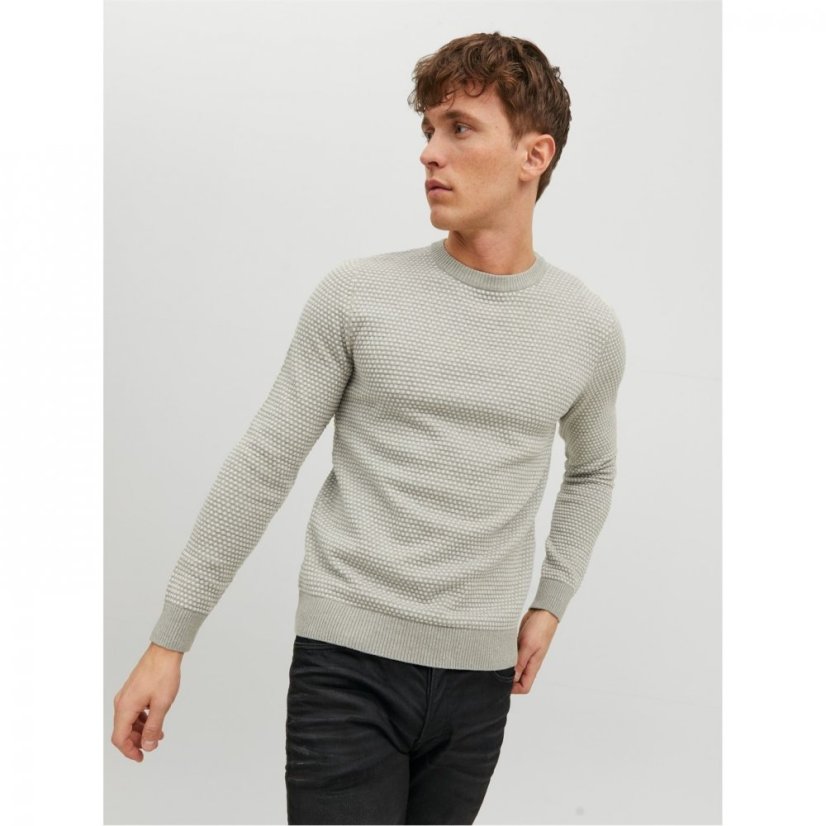 Jack and Jones Atlas Knitted Crew Neck Jumper Light Grey Mel