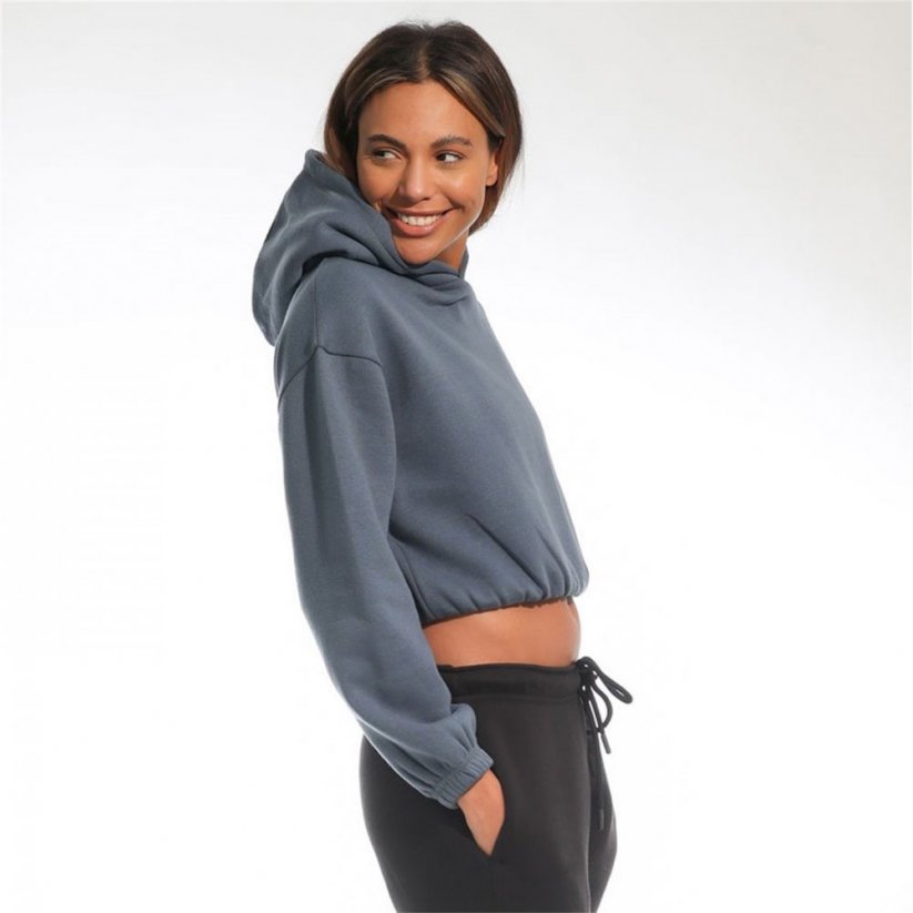 Light and Shade Cropped Hooded Top Ladies Blue