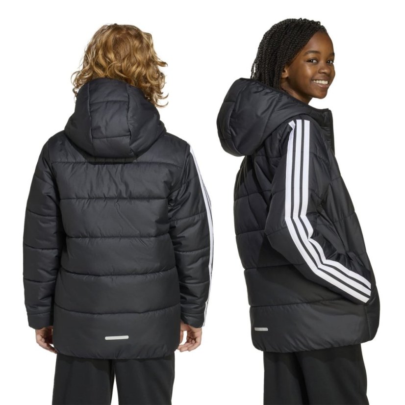 adidas Unisex Kids Essentials 3S Hooded Long Sleeve Puffer Jacket Black/White