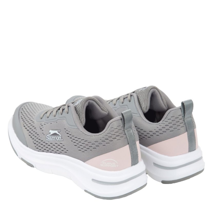 Slazenger Curve Support E-Mesh Trainers Ladies Grey/Pink
