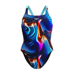 Speedo Women's All Over Print One Piece Swimsuit Speedo Blk