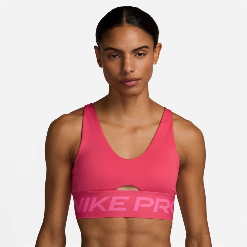 Nike Pro Indy Plunge Women'S Medium-Support Padded Sports Bra Medium Impact Womens Pinksicle