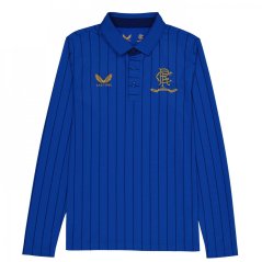Castore Rangers FC Longsleeve Polo Shirt 2022 2023 Junior Boys Blue