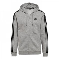 adidas Fleece 3-Stripes Full-Zip pánská mikina Med Grey/Black
