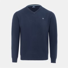 Giorgio V Neck Classic Knitted Sweater Men Navy