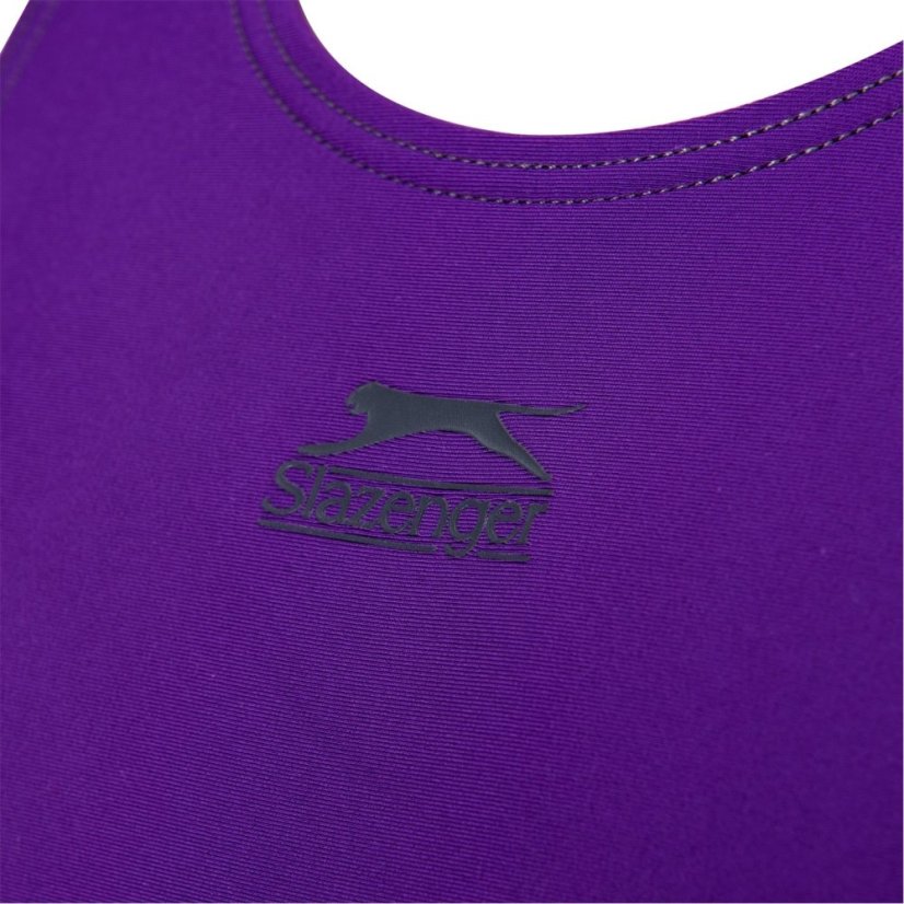 Slazenger Boyleg Swimsuit Junior Girls Purple