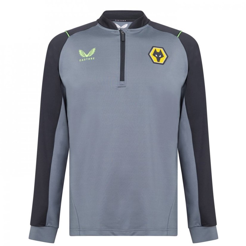 Castore Wolves quarter Zip Top Mens Black/Gold