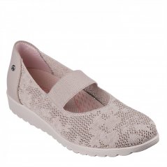 Skechers Arch Fit Floral Sparkle Knit Mary J Wedge Trainers Girls Taupe