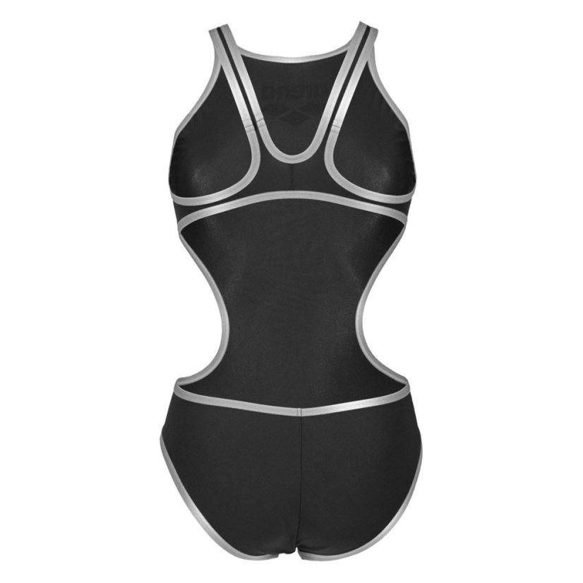 Arena Logo One Piece Swimsuit Womens Black/Silver