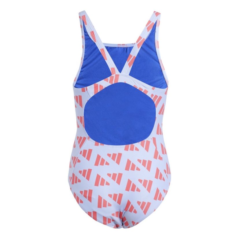 adidas Logo Graphic V-Back Swimsuit Juniors Violet/red