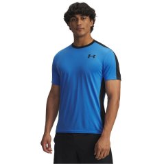 Under Armour Men's HG Wordmark Short-Sleeve Performance Gym Top Blue Atlantis