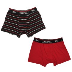 Lonsdale 2 Pack Trunk Mens Black/RedStrp