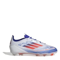 adidas F50 Pro Juniors Firm Ground Football Boots White/Red/Blue