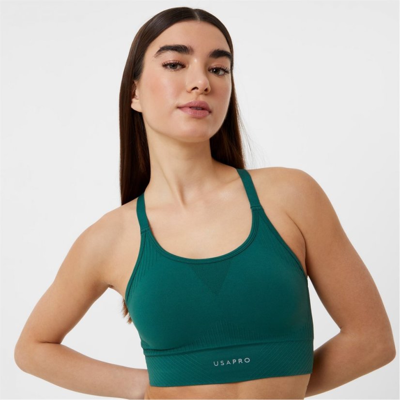 USA Pro Core Seamless Adjustable Sports Bra Forest Green