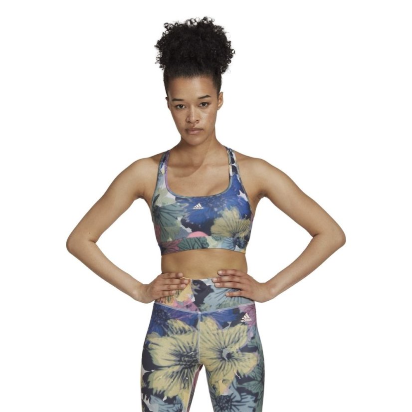adidas Powerreact Training Medium-Support Allover Print Bra Ld99 Multi