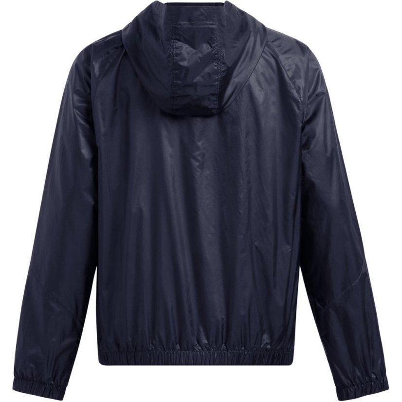 Under Armour Women's Rival Sport Water Resistant Wind Resistant Long Sleeve Hooded Oversized Fit Windbreaker Blue