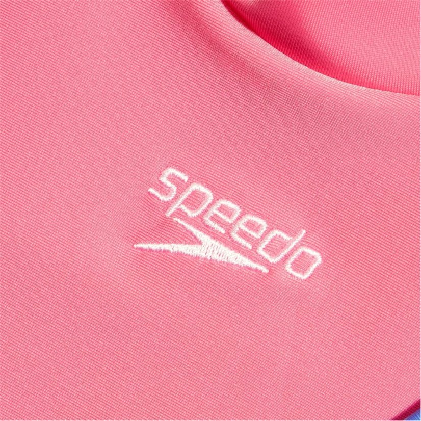 Speedo Kids' Short Sleeve One Piece Swimsuit Pink/Blue