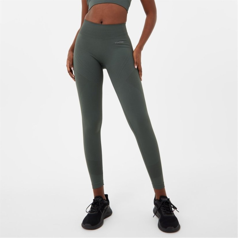 USA Pro Core High Rise Seamless Tights Womens Khaki