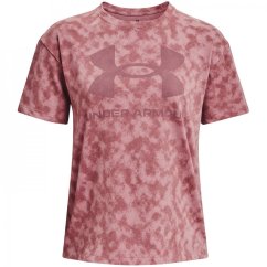 Under Armour Armour Ua Logo Aop Heavyweight Ss dámske tričko Pink Elixir