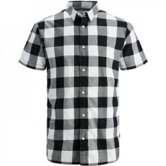 Jack and Jones Checkered Short Sleeve Shirt Black Check