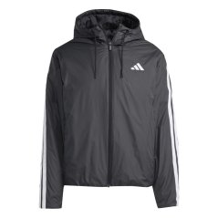 adidas Men's 3 Stripe Essential Waterproof Wind Resistant Long Sleeve Puffer Jacket Black