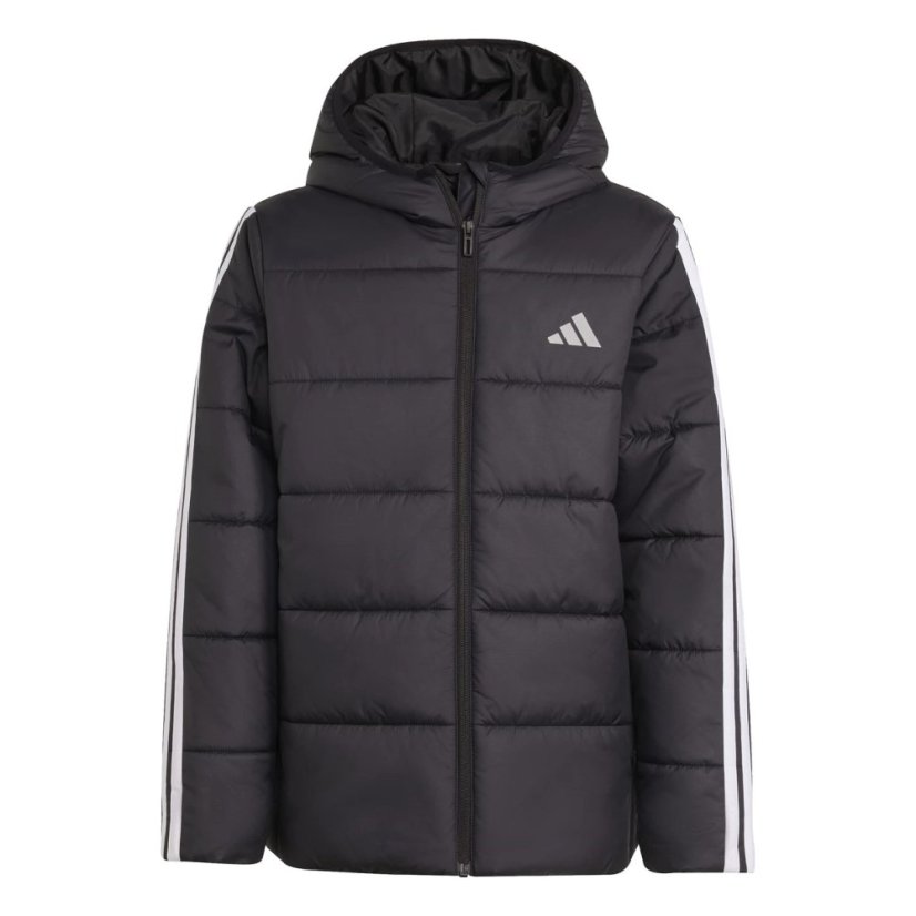 adidas Unisex Kids Essentials 3S Hooded Long Sleeve Puffer Jacket Black/White