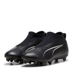 Puma Kids' Ultra Match+ Laceless Junior Firm Ground Football Boot Black/White