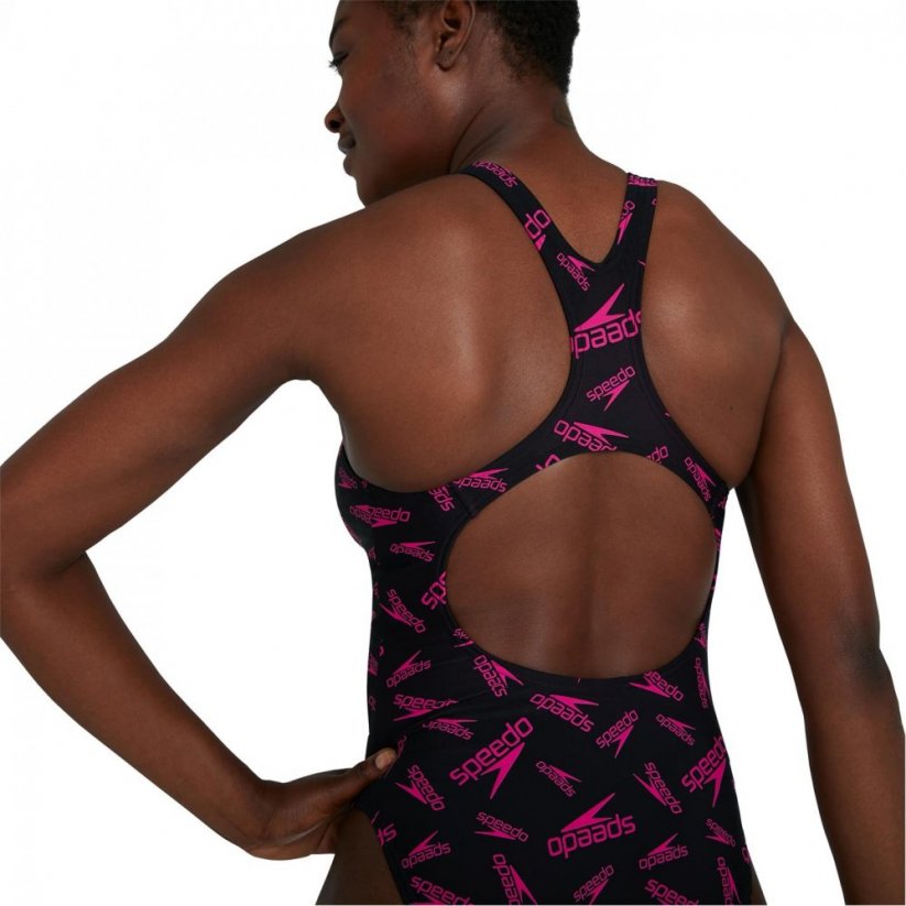 Speedo BM Logo Swimsuit Ladies Black/Pink