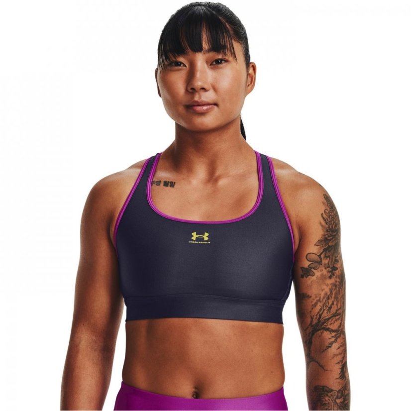 Under Armour HeatGear Armour Mid Padless Sports Bra Womens TemperedSteel