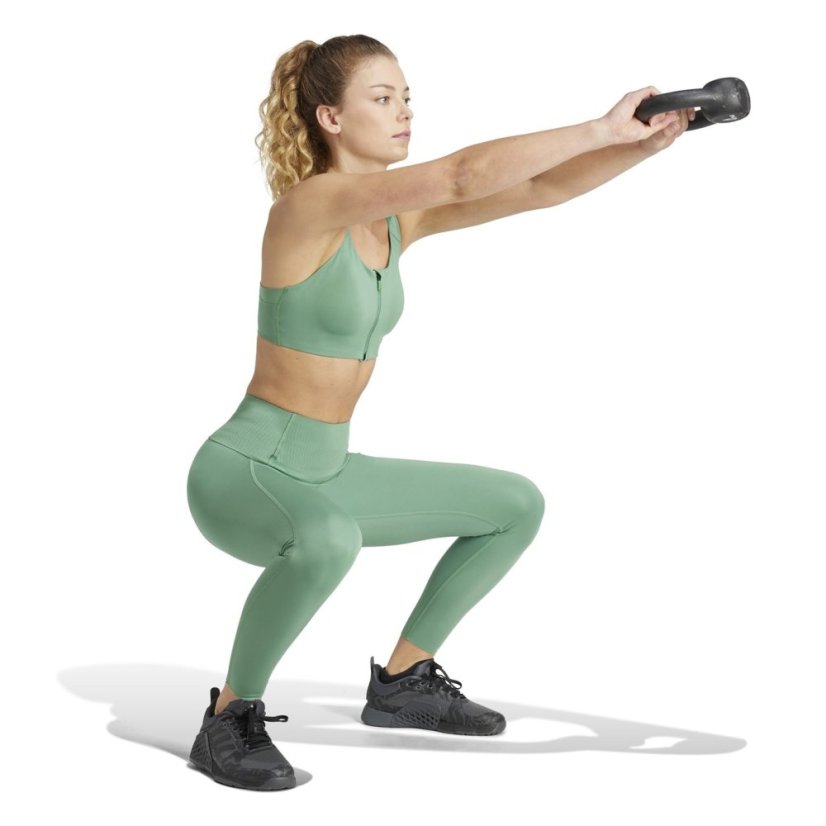 adidas Women's Lux Zipped High Impact Sports Bra Green