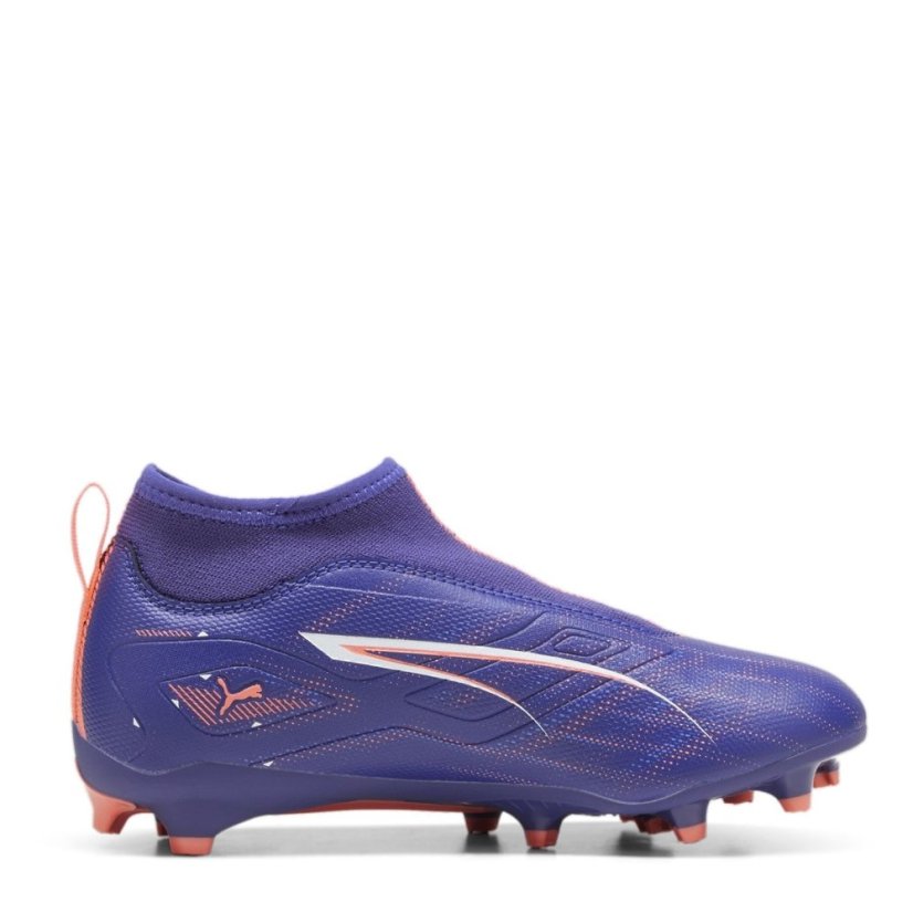 Puma Ultra Match+ Laceless Junior Firm Ground Football Boots Purple/Wht/Org