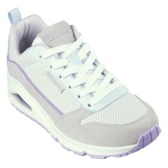 Skechers Suede & Perforated Duraleather Lace Low-Top Trainers Girls Grey/Light Blue