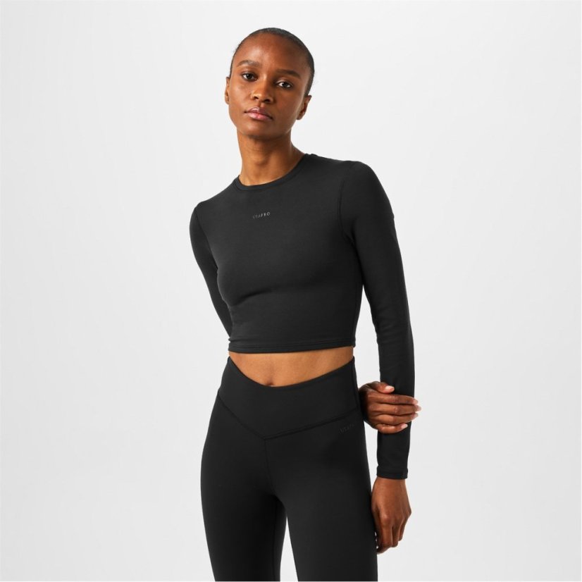 USA Pro Long Sleeve Crop Top Womens Black